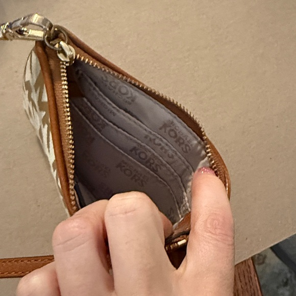 Michael Kors Tan and Brown Logo Wristlet - Picture 5 of 7